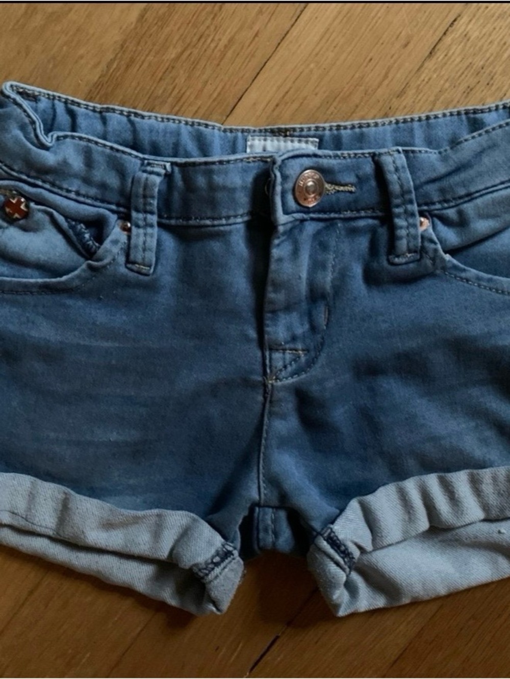 Hudson Jeans Girls Blue Rolled Cuff Denim Shorts